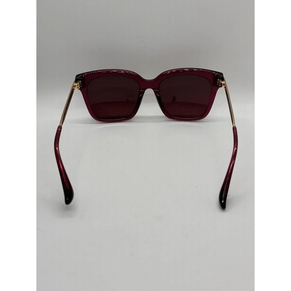DIFF Eyewear Bella Oversized Square Sunglasses Pink Burgundy Gold‎ w Case EUC!